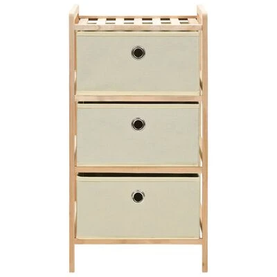 VidaXL Étagères de rangement avec 3 paniers en tissu 2 pcs Beige Cèdre 3 VidaXL Étagères de rangement avec 3 paniers en tissu 2 pcs Beige Cèdre – Image 3