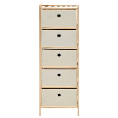 VidaXL Étagères de rangement avec 5 paniers en tissu 2 pcs Beige Cèdre 3 VidaXL Étagères de rangement avec 5 paniers en tissu 2 pcs Beige Cèdre – Image 3