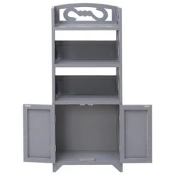 VidaXL Armoire de salle de bain Gris 46x24x116 cm Bois de Paulownia -Casiers Soldes Boutique image 3 284110