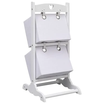 VidaXL Support à panier 2 niveaux Blanc 35x35x72 cm Bois 3 VidaXL Support à panier 2 niveaux Blanc 35x35x72 cm Bois – Image 3