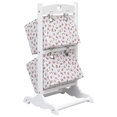 VidaXL Support à panier 2 niveaux Fleurs 35x35x72 cm Bois 3 VidaXL Support à panier 2 niveaux Fleurs 35x35x72 cm Bois – Image 3