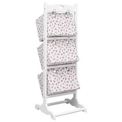 VidaXL Support à panier 3 niveaux Fleurs 35x35x102 cm Bois 3 VidaXL Support à panier 3 niveaux Fleurs 35x35x102 cm Bois – Image 3