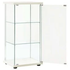 VidaXL Armoire de rangement Verre trempé Blanc -Casiers Soldes Boutique image 3 322797