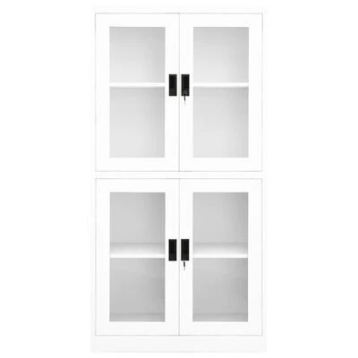 VidaXL Armoire de bureau Blanc 90x40x180 cm Acier et verre trempé 3 VidaXL Armoire de bureau Blanc 90x40x180 cm Acier et verre trempé – Image 3