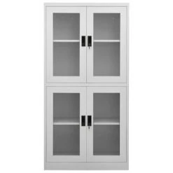 VidaXL Armoire de bureau Gris clair 90x40x180 cm Acier et verre trempé -Casiers Soldes Boutique image 3 335939