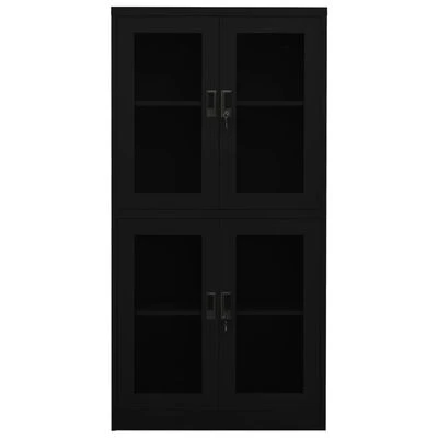 VidaXL Armoire de bureau Noir 90x40x180 cm Acier et verre trempé 3 VidaXL Armoire de bureau Noir 90x40x180 cm Acier et verre trempé – Image 3