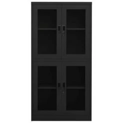 VidaXL Armoire de bureau Anthracite 90x40x180 cm Acier et verre trempé -Casiers Soldes Boutique image 3 335941