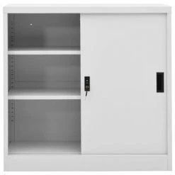 VidaXL Armoire de bureau porte coulissante Gris clair 90x40x90cm Acier -Casiers Soldes Boutique image 3 335951