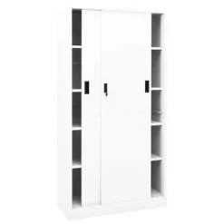 VidaXL Armoire de bureau et porte coulissante Blanc 90x40x180 cm Acier -Casiers Soldes Boutique image 3 335958