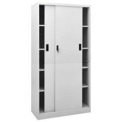 VidaXL Armoire à bureau porte coulissante Gris clair 90x40x180cm Acier -Casiers Soldes Boutique image 3 335959