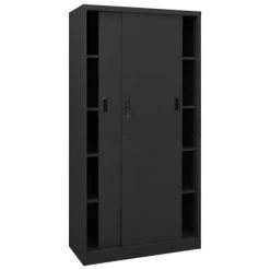VidaXL Armoire de bureau et porte coulissante Anthracite 90x40x180 cm -Casiers Soldes Boutique image 3 335961