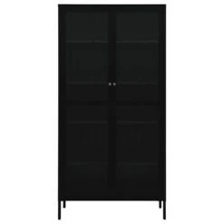 VidaXL Vitrine d'exposition Noir 90x40x180 cm Acier et verre trempé -Casiers Soldes Boutique image 3 336079