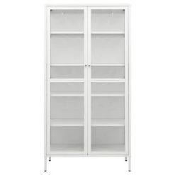 VidaXL Vitrine d'exposition Blanc 90x40x180 cm Acier et verre trempé -Casiers Soldes Boutique image 3 336080