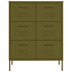 VidaXL Armoire à tiroirs Vert olive 80x35x101,5 cm Acier -Casiers Soldes Boutique image 3 336144