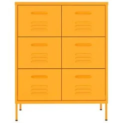 VidaXL Armoire à tiroirs Jaune moutarde 80x35x101,5 cm Acier -Casiers Soldes Boutique image 3 336146