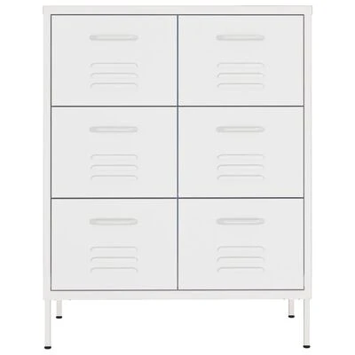VidaXL Armoire à tiroirs Blanc 80x35x101,5 cm Acier 3 VidaXL Armoire à tiroirs Blanc 80x35x101,5 cm Acier – Image 3