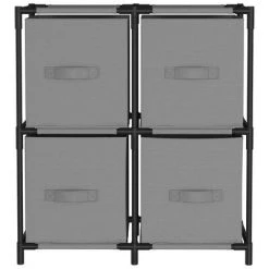 VidaXL Armoire de rangement 4 paniers en tissu Gris 63x30x71 cm Acier 8 VidaXL Armoire de rangement 4 paniers en tissu Gris 63x30x71 cm Acier -Casiers Soldes Boutique image 3 337255