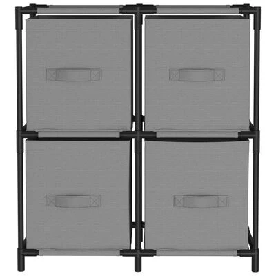 VidaXL Armoire de rangement 4 paniers en tissu Gris 63x30x71 cm Acier 3 VidaXL Armoire de rangement 4 paniers en tissu Gris 63x30x71 cm Acier â Image 3