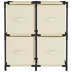 VidaXL Armoire de rangement 4 paniers en tissu Crème 63x30x71 cm Acier 8 VidaXL Armoire de rangement 4 paniers en tissu Crème 63x30x71 cm Acier -Casiers Soldes Boutique image 3 337256