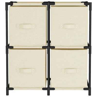 VidaXL Armoire de rangement 4 paniers en tissu Crème 63x30x71 cm Acier 3 VidaXL Armoire de rangement 4 paniers en tissu Crème 63x30x71 cm Acier – Image 3