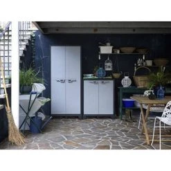 Keter Armoire de rangement avec étagères Titan Noir et gris 182 cm -Casiers Soldes Boutique image 3 434758