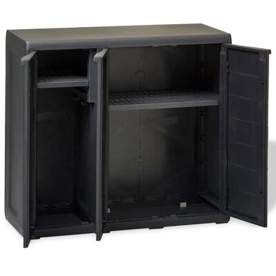 VidaXL Armoire de rangement de jardin avec 2 étagères Noir 3 VidaXL Armoire de rangement de jardin avec 2 étagères Noir – Image 3