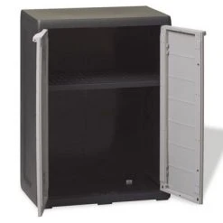 VidaXL Armoire de rangement de jardin avec 1 étagère Noir et gris 8 VidaXL Armoire de rangement de jardin avec 1 étagère Noir et gris -Casiers Soldes Boutique image 3 43707