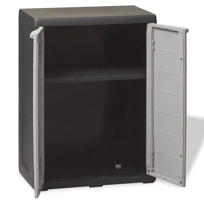 VidaXL Armoire de rangement de jardin avec 1 étagère Noir et gris 3 VidaXL Armoire de rangement de jardin avec 1 étagère Noir et gris – Image 3