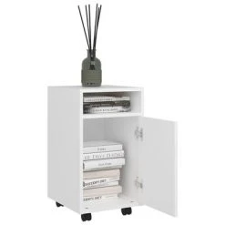 VidaXL Armoire latérale avec roues Blanc 33x38x60 cm Aggloméré 8 VidaXL Armoire latérale avec roues Blanc 33x38x60 cm Aggloméré -Casiers Soldes Boutique image 3 803047