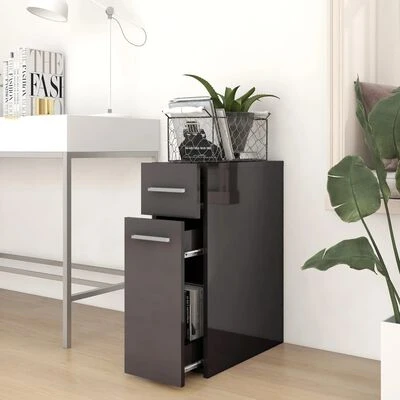 VidaXL Armoire d'apothicaire Gris brillant 20x45,5x60 cm Aggloméré 3 VidaXL Armoire d'apothicaire Gris brillant 20x45,5x60 cm Aggloméré – Image 3