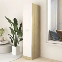 VidaXL Armoire d'apothicaire Blanc et chêne 30x42,5x150 cm Aggloméré -Casiers Soldes Boutique image 3 804225