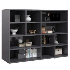 VidaXL Armoire latérale Gris brillant 97x32x72 cm Aggloméré 8 VidaXL Armoire latérale Gris brillant 97x32x72 cm Aggloméré -Casiers Soldes Boutique image 3 804480