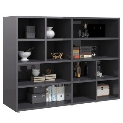 VidaXL Armoire latérale Gris brillant 97x32x72 cm Aggloméré 3 VidaXL Armoire latérale Gris brillant 97x32x72 cm Aggloméré – Image 3