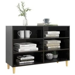VidaXL Buffet Noir brillant 103,5x35x70 cm Aggloméré -Casiers Soldes Boutique image 3 806038
