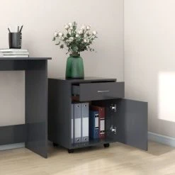 VidaXL Armoire à roulettes Gris 45x38x54 cm Aggloméré -Casiers Soldes Boutique image 3 808442