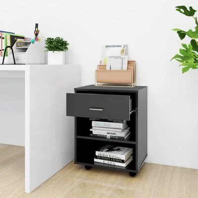 VidaXL Armoire à roulettes Gris 46x36x59 cm Aggloméré 3 VidaXL Armoire à roulettes Gris 46x36x59 cm Aggloméré – Image 3