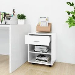 VidaXL Armoire à roulettes Blanc brillant 46x36x59 cm Aggloméré 8 VidaXL Armoire à roulettes Blanc brillant 46x36x59 cm Aggloméré -Casiers Soldes Boutique image 3 808473