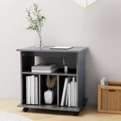 VidaXL Armoire à roulettes Gris brillant 60x45x60 cm Aggloméré -Casiers Soldes Boutique image 3 808484