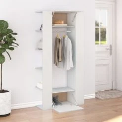 VidaXL Armoire de couloir Blanc 97,5x37x99 cm Bois d'ingénierie 8 VidaXL Armoire de couloir Blanc 97,5x37x99 cm Bois d'ingénierie -Casiers Soldes Boutique image 3 808765