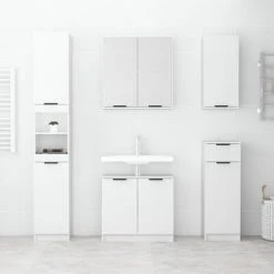 VidaXL Armoire de salle de bain Blanc brillant 64,5x33,5x59 cm -Casiers Soldes Boutique image 3 811310