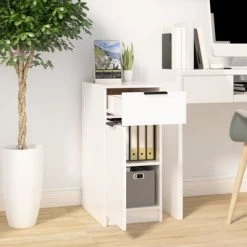 VidaXL Armoire de bureau Blanc brillant 33,5x50x75cm Bois d'ingénierie -Casiers Soldes Boutique image 3 811508