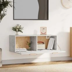 VidaXL Armoire murale Gris béton 100x36,5x35 cm Bois d'ingénierie -Casiers Soldes Boutique image 3 812946