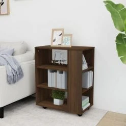 VidaXL Armoire roulante Chêne marron 60x35x75 cm Bois d'ingénierie 8 VidaXL Armoire roulante Chêne marron 60x35x75 cm Bois d'ingénierie -Casiers Soldes Boutique image 3 815968