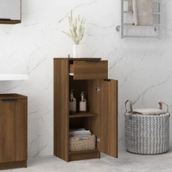 VidaXL Armoire de bain Chêne marron 32x34x90 cm Bois d'ingénierie 8 VidaXL Armoire de bain Chêne marron 32x34x90 cm Bois d'ingénierie -Casiers Soldes Boutique image 3 817059