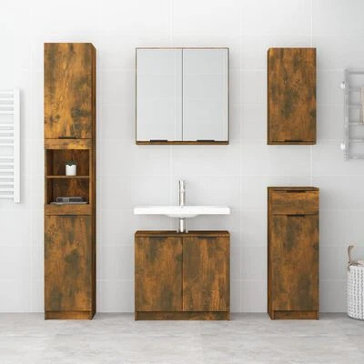 VidaXL Armoire de bain Chêne fumé 64,5x33,5x59 cm Bois d'ingénierie 3 VidaXL Armoire de bain Chêne fumé 64,5x33,5x59 cm Bois d'ingénierie – Image 3