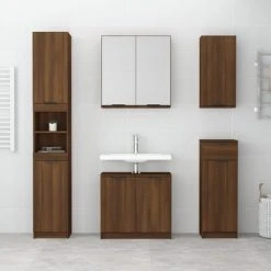 VidaXL Armoire de bain Chêne fumé 64,5x33,5x59 cm Bois d'ingénierie -Casiers Soldes Boutique image 3 817065