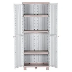 VidaXL Armoire de rangement avec 2 portes 68x39x170cm Gris clair/beige -Casiers Soldes Boutique image 4 151217