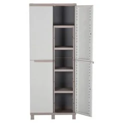 VidaXL Armoire de rangement et 2 portes 68x37,5x170cm Gris clair/beige -Casiers Soldes Boutique image 4 151220