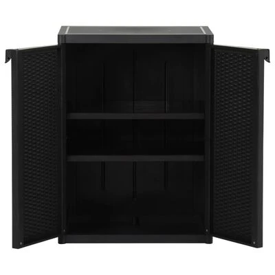 VidaXL Armoire de rangement de jardin Noir 65x45x88 cm PP Rotin 4 VidaXL Armoire de rangement de jardin Noir 65x45x88 cm PP Rotin – Image 4