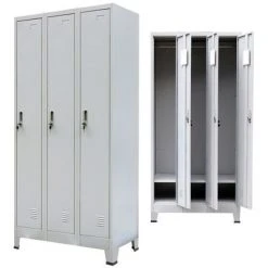 VidaXL Armoire à casiers avec 3 compartiments Acier 90x45x180 cm Gris -Casiers Soldes Boutique image 4 20155